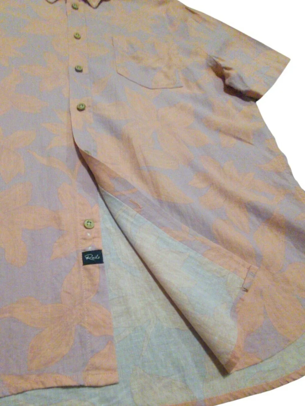 Rails Carson Men's L Floral Short Sleeve Collared Button-Up Shirt Pockets